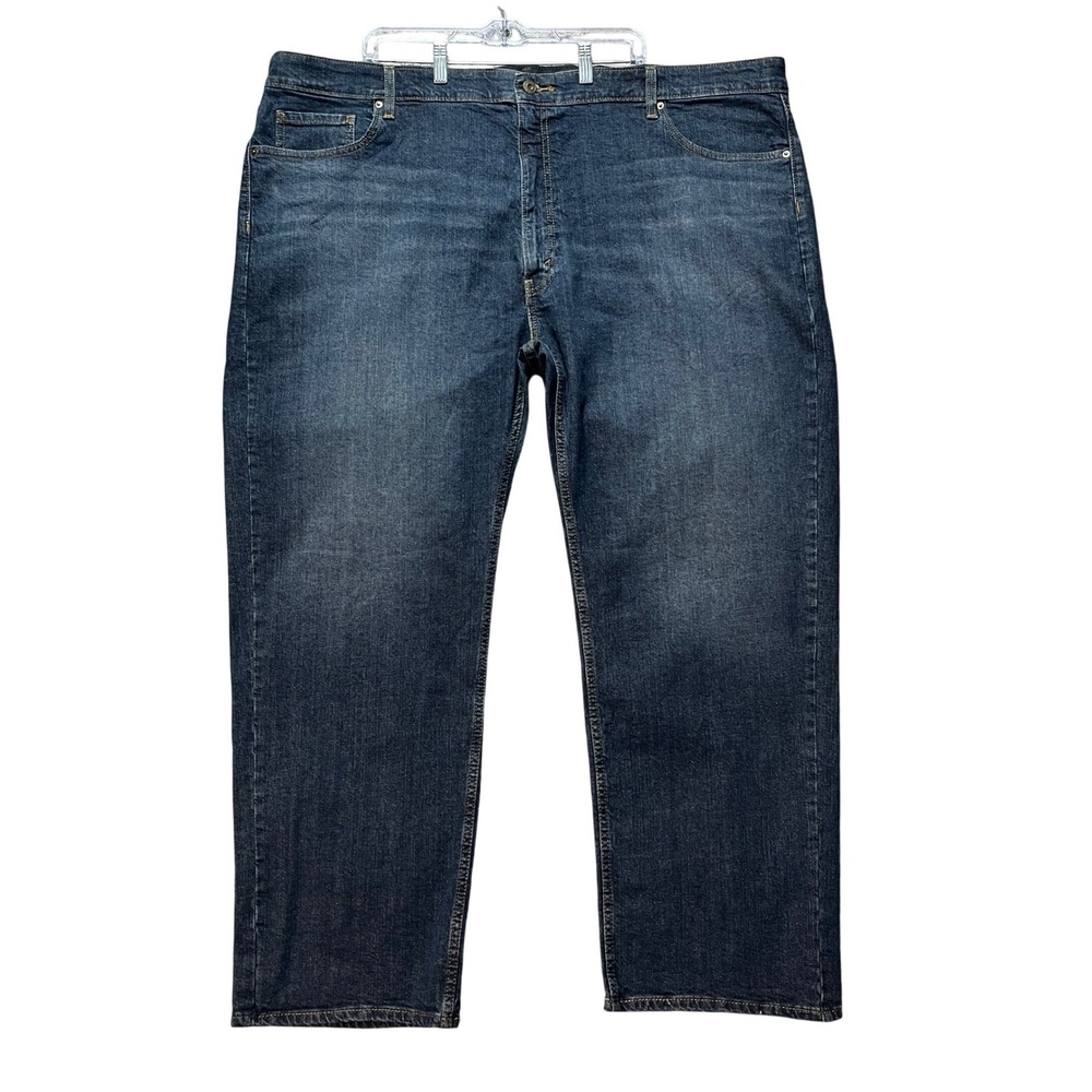 Levi Strauss Signature Jeans Mens 50x30 Dark Wash Comfort Flex Relaxed Fit Denim